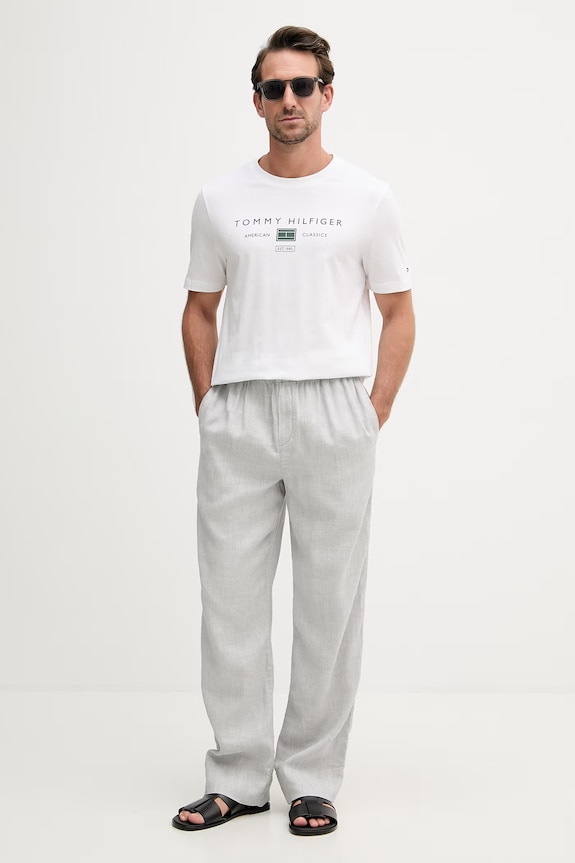 Tommy Hilfiger t-shirt da uomo in cotone MW0MW42365 bianco SS26