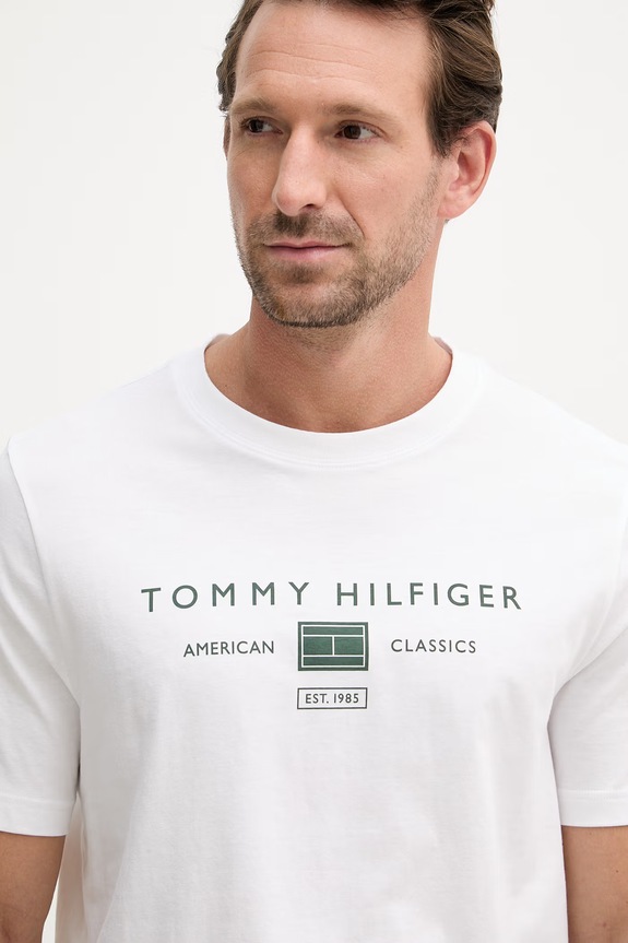Tommy Hilfiger t-shirt da uomo in cotone bianco MW0MW42365