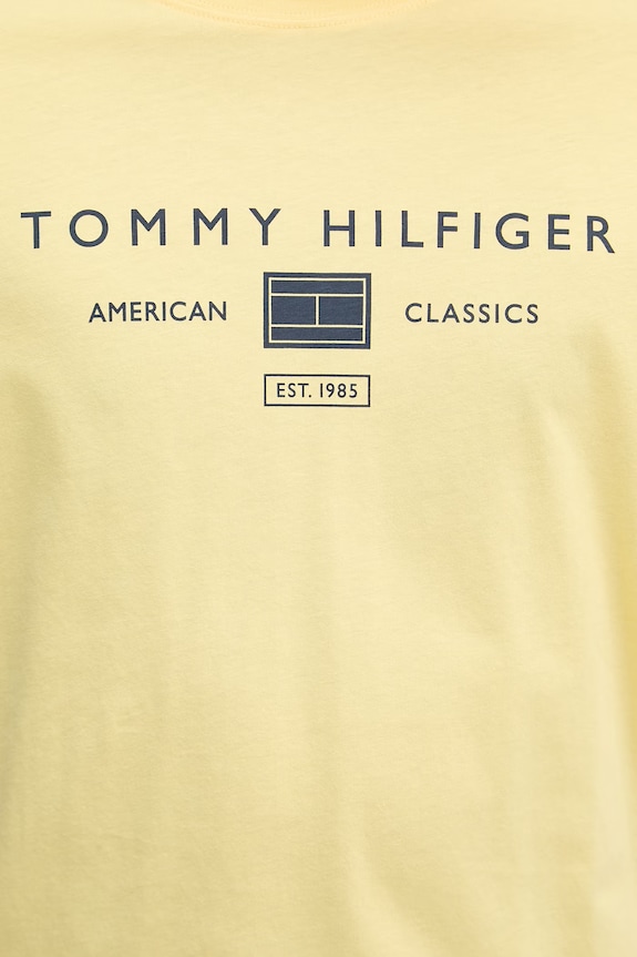 Tommy Hilfiger T-shirt ανδρικό βαμβακερό MW0MW42365 κίτρινο
