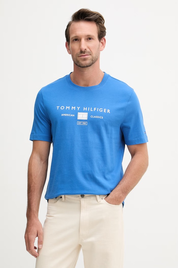 Tommy Hilfiger t-shirt da uomo in cotone blu MW0MW42365