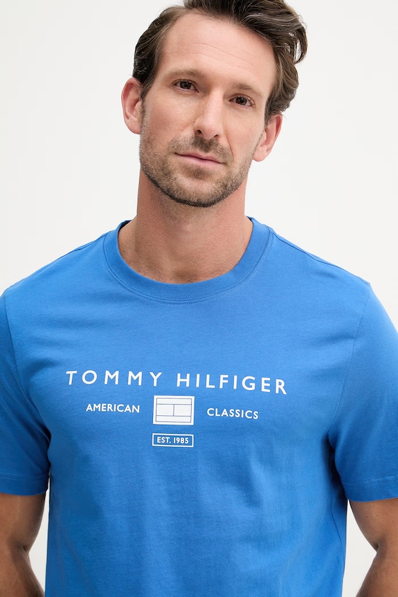 Tommy Hilfiger t-shirt da uomo in cotone blu MW0MW42365