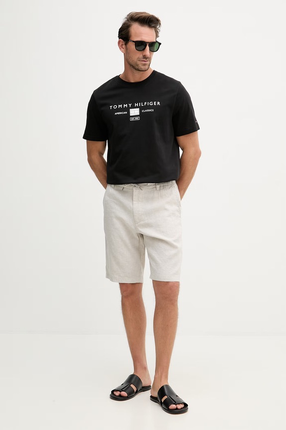 Tommy Hilfiger t-shirt da uomo in cotone MW0MW42365 nero SS26