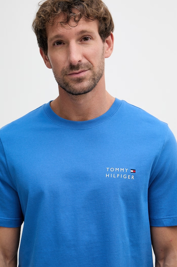 Tommy Hilfiger kratka majica moška bombažna modra MW0MW42370