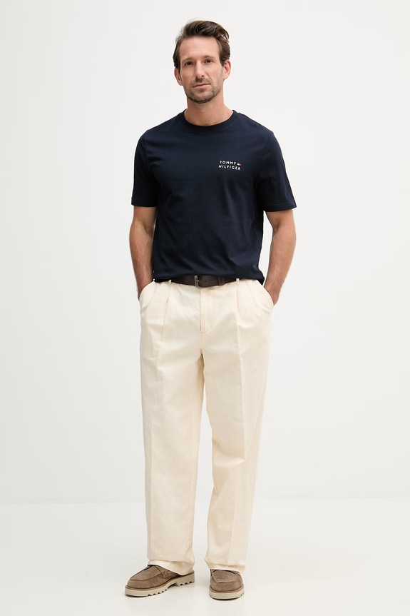 Tommy Hilfiger T-shirt ανδρικό βαμβακερό MW0MW42370 σκούρο μπλε SS26