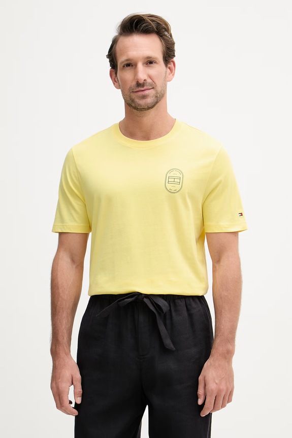 Tommy Hilfiger t-shirt da uomo in cotone giallo MW0MW42364