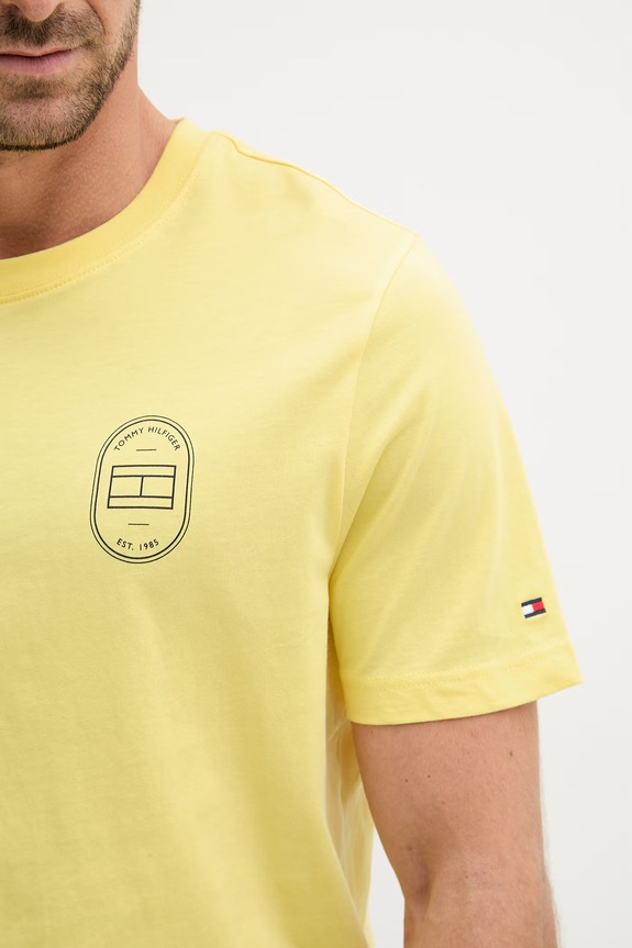 Tommy Hilfiger t-shirt da uomo in cotone MW0MW42364 giallo