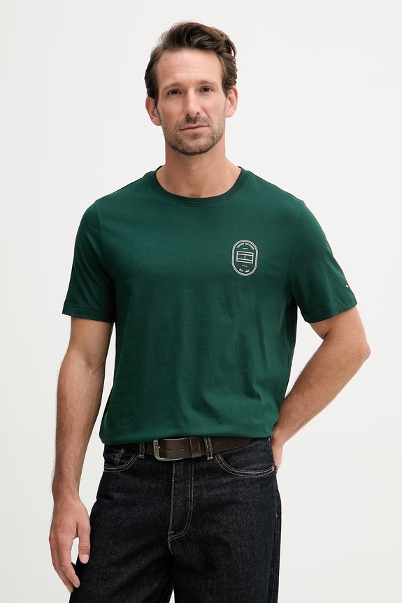 Tommy Hilfiger t-shirt da uomo in cotone verde MW0MW42364