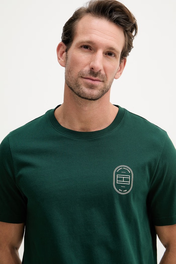 Tommy Hilfiger t-shirt da uomo in cotone verde MW0MW42364