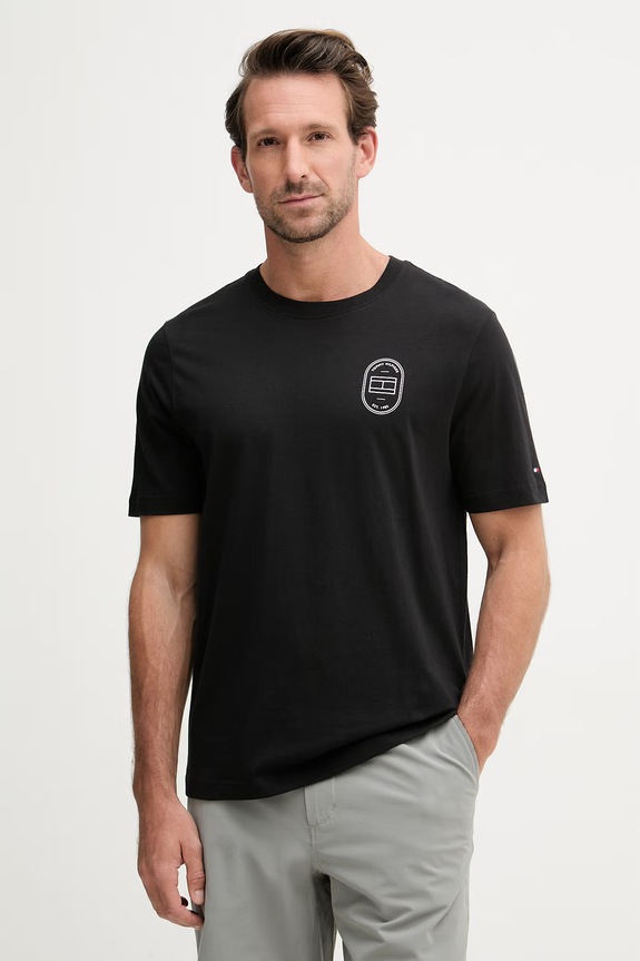 Tommy Hilfiger t-shirt da uomo in cotone nero MW0MW42364