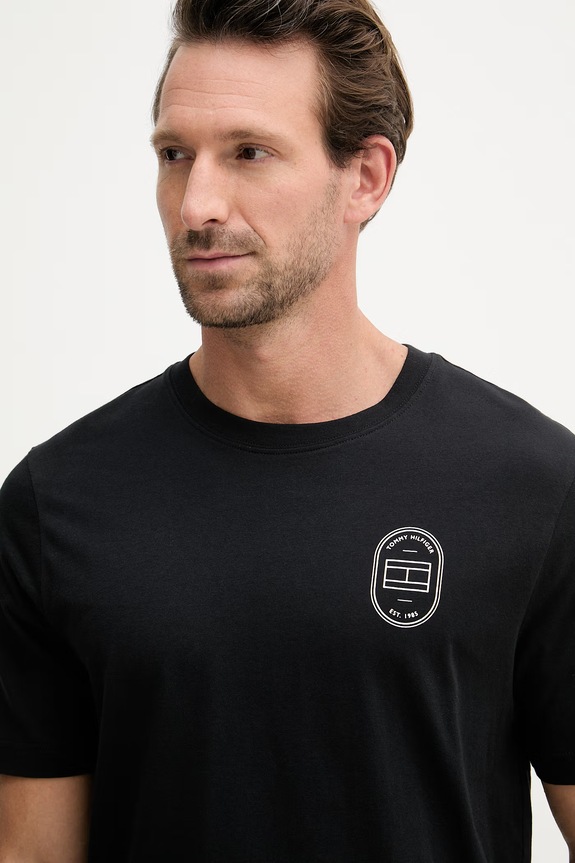 Tommy Hilfiger t-shirt da uomo in cotone nero MW0MW42364