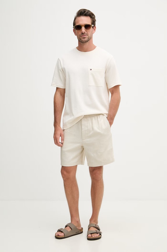 Tommy Hilfiger Ανδρικό t-shirt MW0MW42376 μπεζ SS26