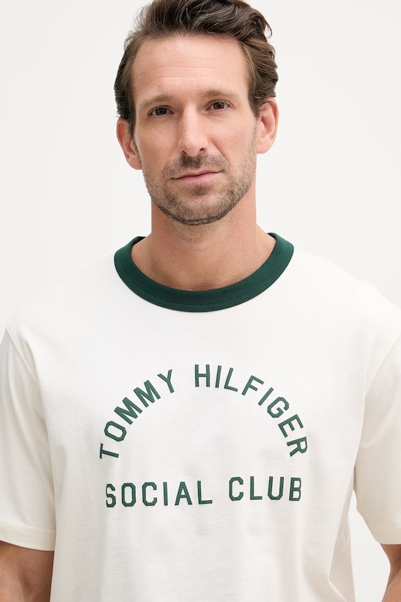 Tommy Hilfiger t-shirt ανδρικό βαμβακερό μπεζ MW0MW42388