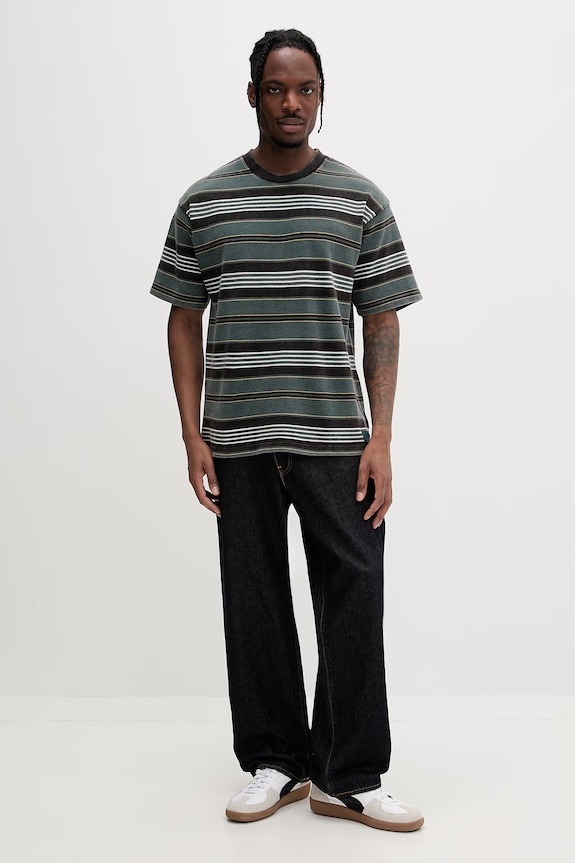 Vans tričko pánské bavlněné Premium LX Pique Stripe SS VN000T6BFRJ1 zelená SS26