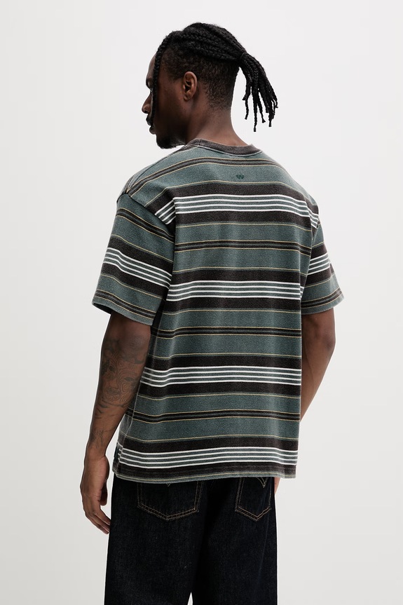 Oblečení Vans tričko pánské bavlněné Premium LX Pique Stripe SS VN000T6BFRJ1 zelená