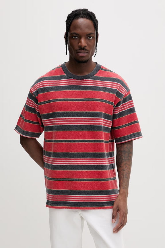 Vans tricou basic pentru bărbați, din bumbac Premium LX Pique Stripe SS rosu VN000T6BIZQ1