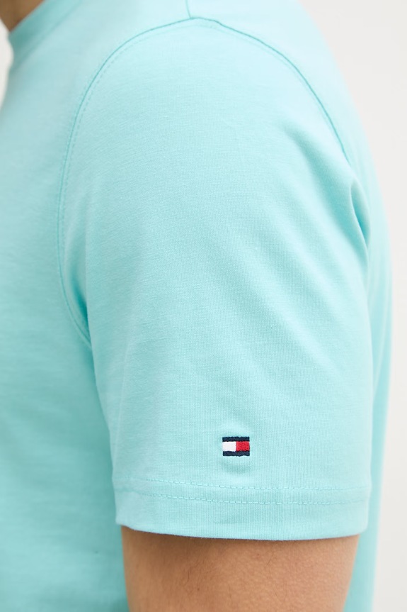 Tommy Hilfiger tricou pentru bărbați, din bumbac MW0MW42385 turcoaz