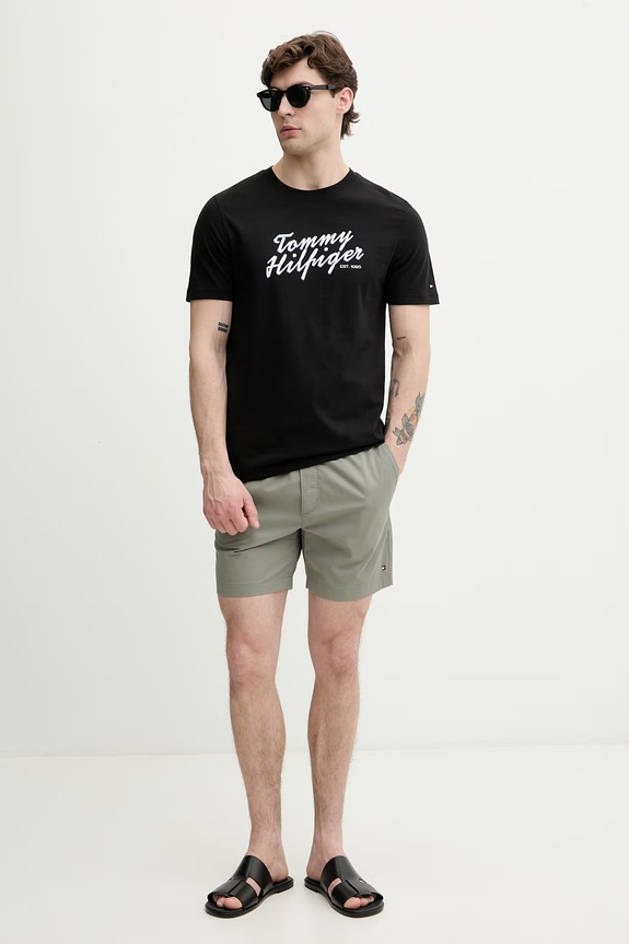 Tommy Hilfiger t-shirt ανδρικό βαμβακερό MW0MW42385 μαύρο SS26
