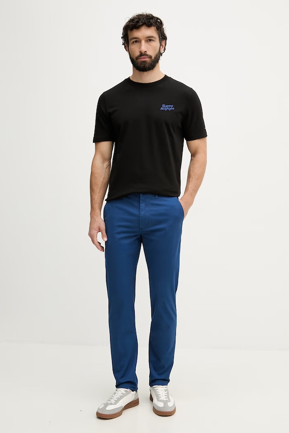Tommy Hilfiger T-shirt męski bawełniany MW0MW42386 czarny SS26