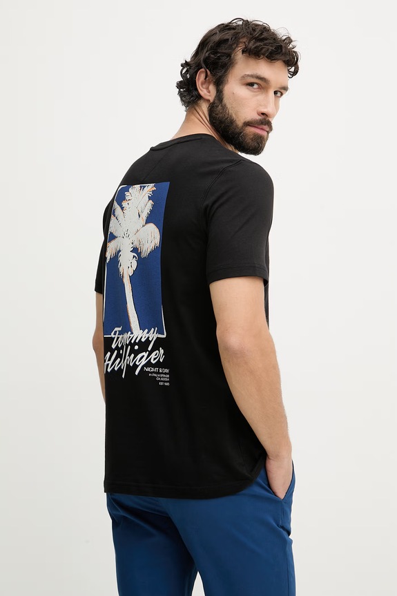 Odzież Tommy Hilfiger T-shirt męski bawełniany MW0MW42386 czarny