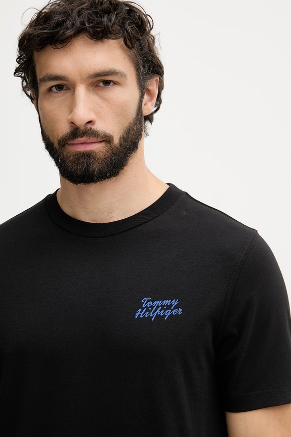Tommy Hilfiger T-shirt męski bawełniany czarny MW0MW42386