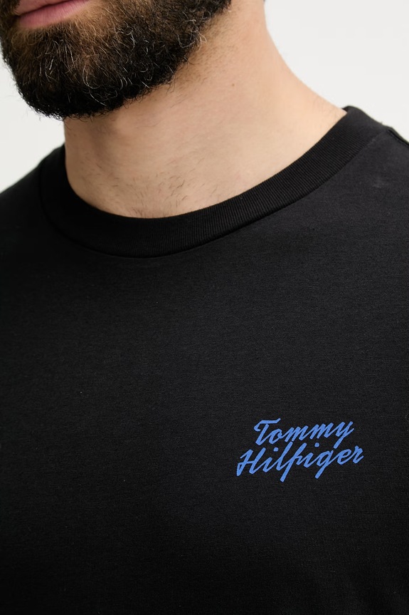 Tommy Hilfiger T-shirt męski bawełniany MW0MW42386 czarny