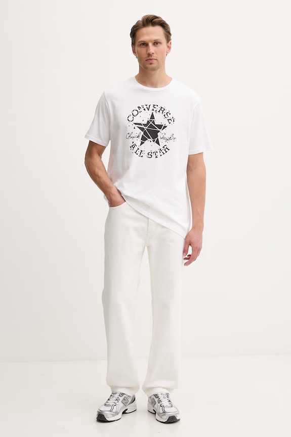 Converse T-shirt męski bawełniany CVM6T087 biały SS26