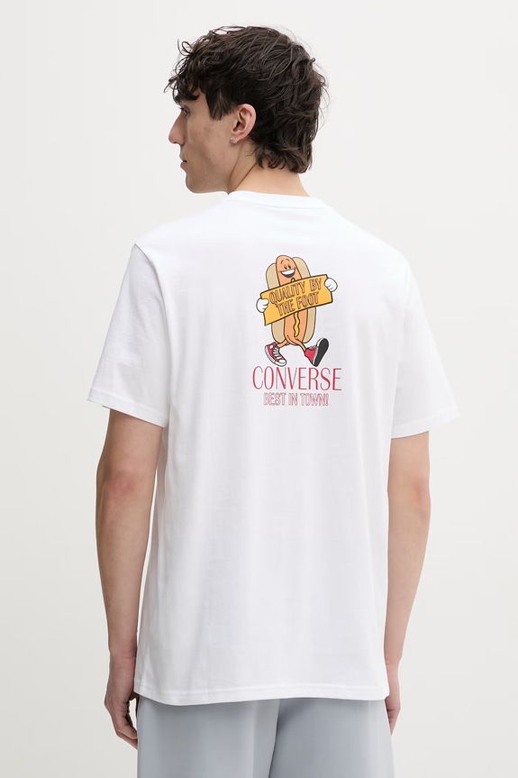 Converse t-shirt da uomo in cotone bianco CVM6T095