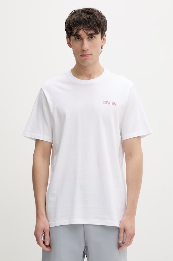 Abbigliamento Converse t-shirt da uomo in cotone CVM6T095 bianco