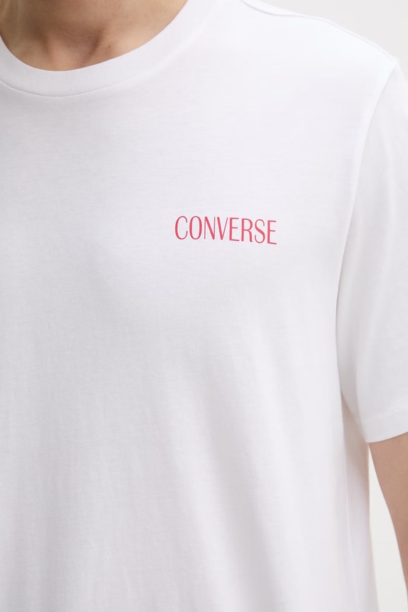 Converse t-shirt da uomo in cotone CVM6T095 bianco