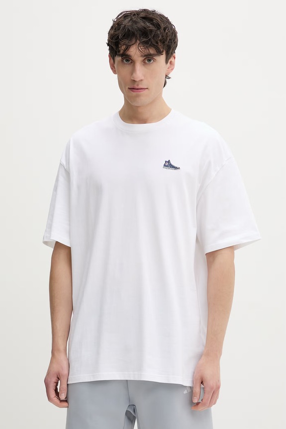 Converse t-shirt da uomo in cotone bianco CVM6T066