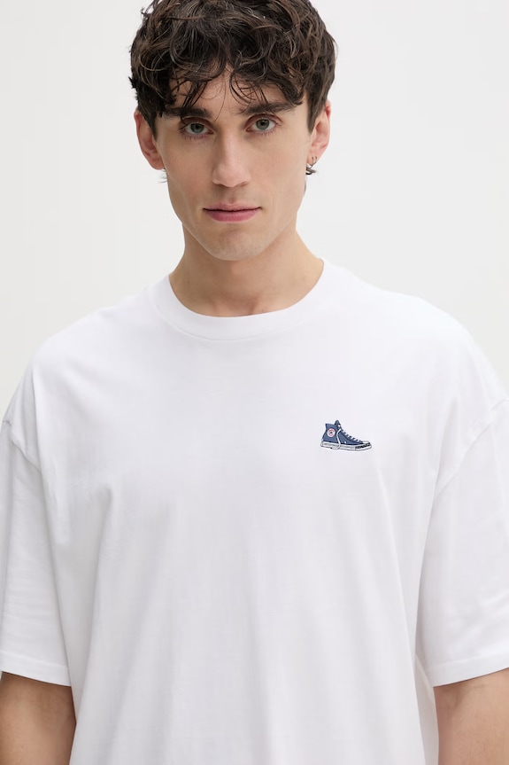 Converse t-shirt da uomo in cotone bianco CVM6T066