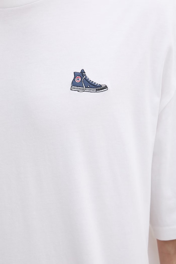 Converse t-shirt da uomo in cotone CVM6T066 bianco