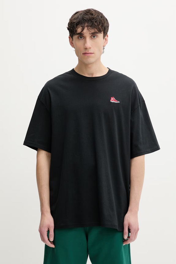 Converse t-shirt da uomo in cotone nero CVM6T066