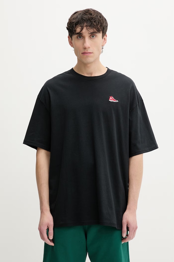 Converse t-shirt da uomo in cotone nero CVM6T066