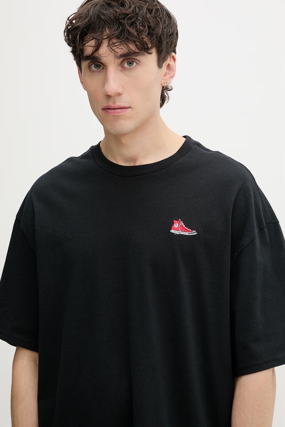 Converse t-shirt da uomo in cotone nero CVM6T066