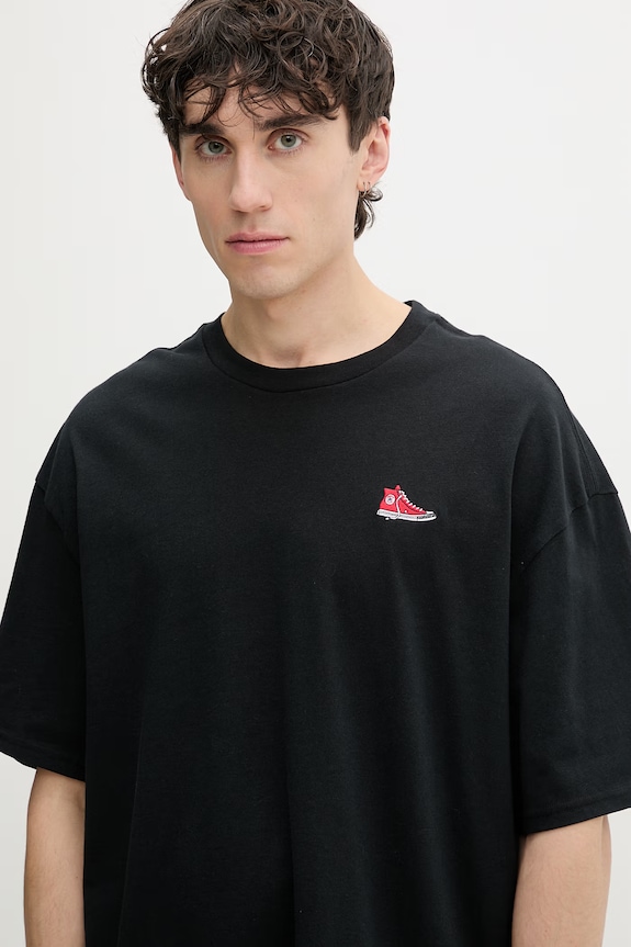 Converse t-shirt da uomo in cotone nero CVM6T066