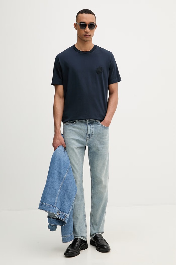 BOSS T-shirt da uomo in cotone Tames 52 50560328 blu navy SS26