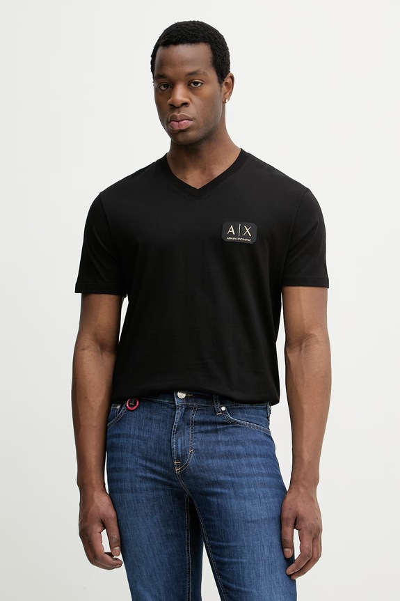 Bavlnené tričko Armani Exchange nášivka čierna XM002179.AF12308