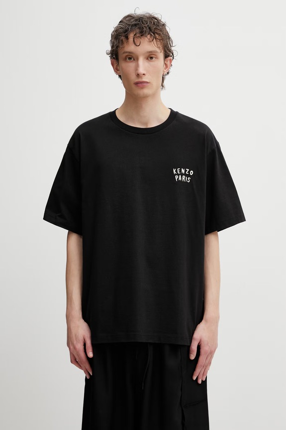 Oblečení Kenzo GOTS KENZO BOKE HEART OVERSIZE bavlněné pánské FG55TS4054SY černá