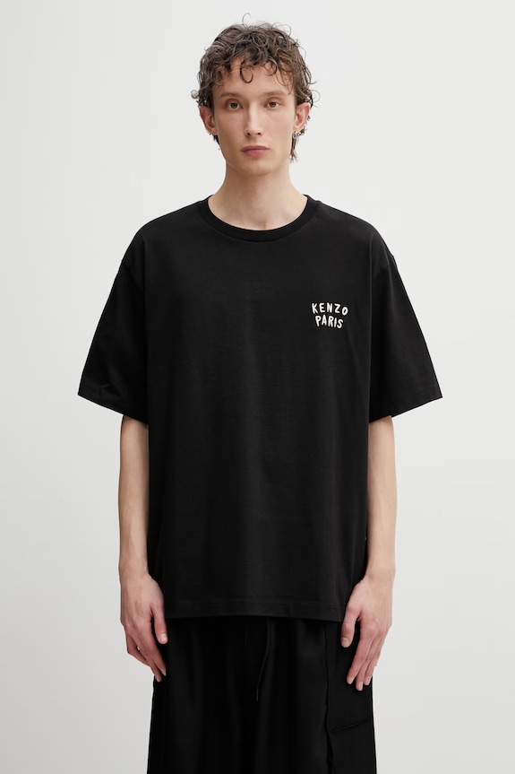 Oblečení Kenzo GOTS KENZO BOKE HEART OVERSIZE bavlněné pánské FG55TS4054SY černá