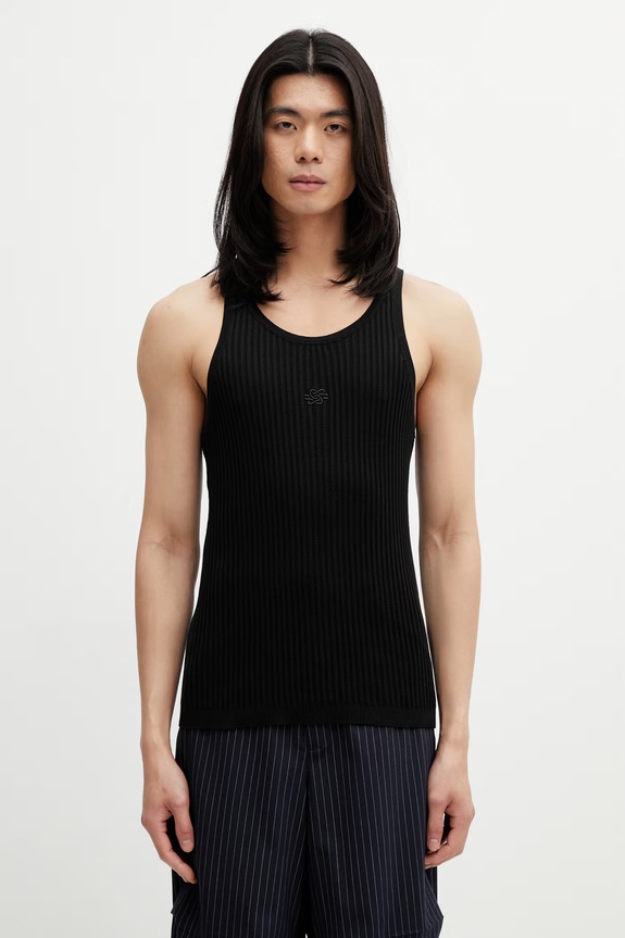Filling Pieces Tank Top top maglione in cotone da uomo nero 412622500292.130