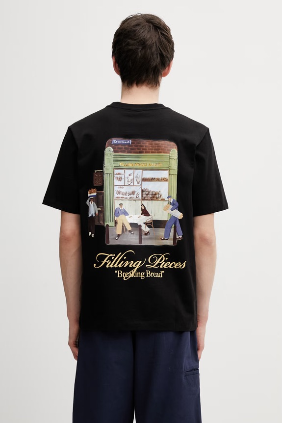 Filling Pieces Bakery T-shirt bawełniany męski czarny 412620500286.130
