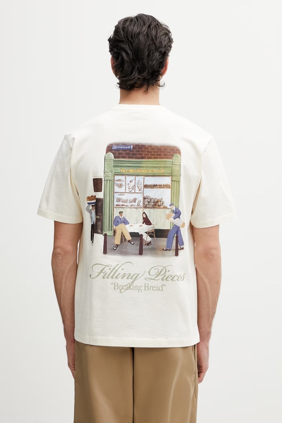 Odzież Filling Pieces Bakery t-shirt bawełniany męski 412620500286.214 beżowy