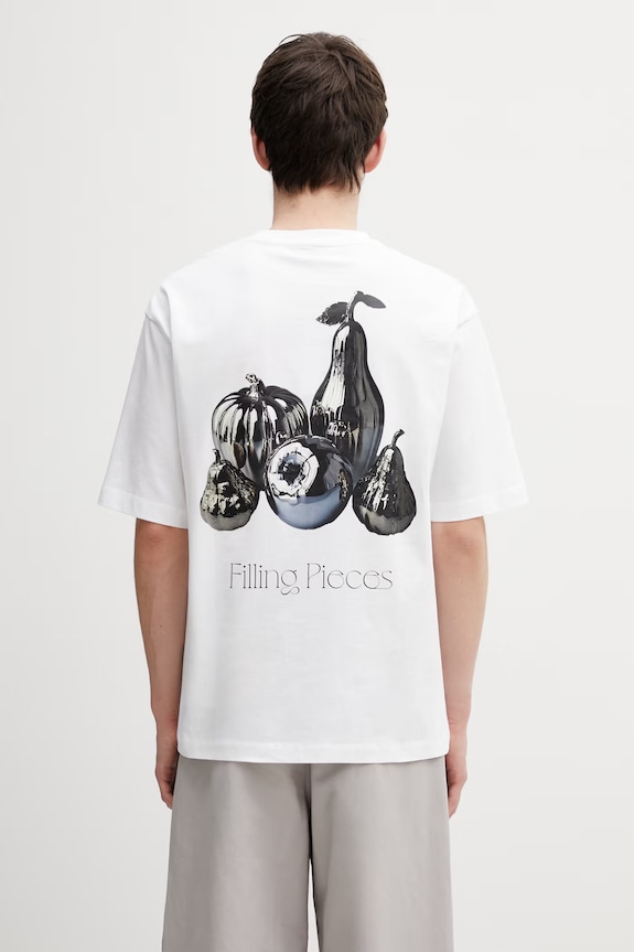 Filling Pieces Chrome Fruit t-shirt in cotone da uomo rilassato bianco 412620501291.110
