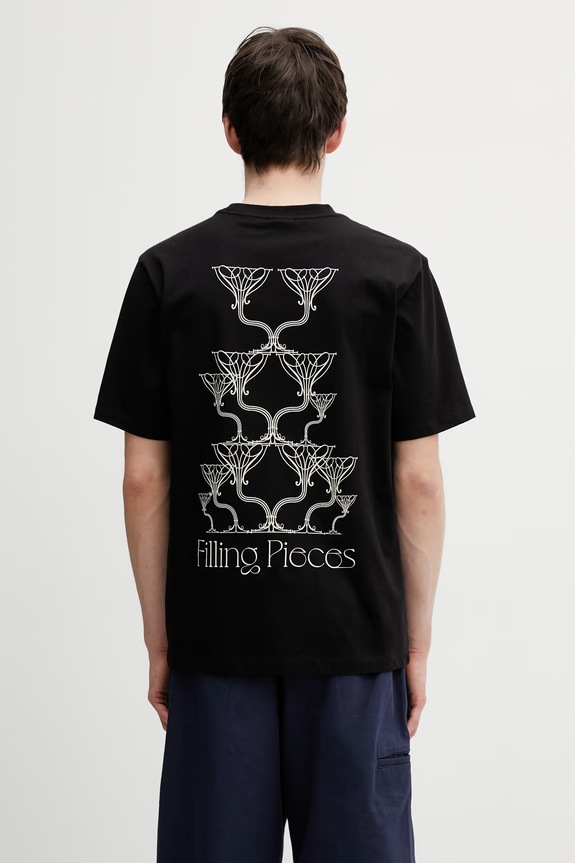 Filling Pieces Champagne t-shirt in cotone da uomo regolare nero 412620500288.130