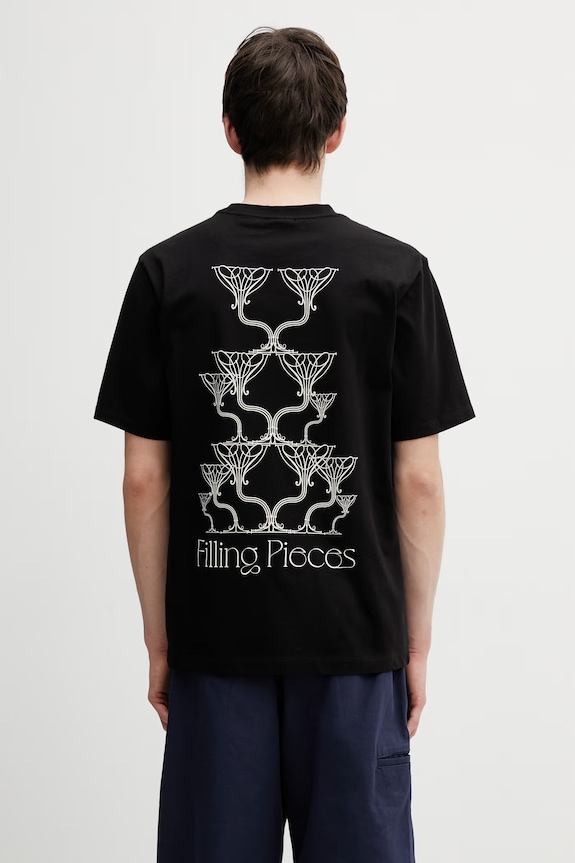 Filling Pieces Champagne t-shirt in cotone da uomo regolare nero 412620500288.130