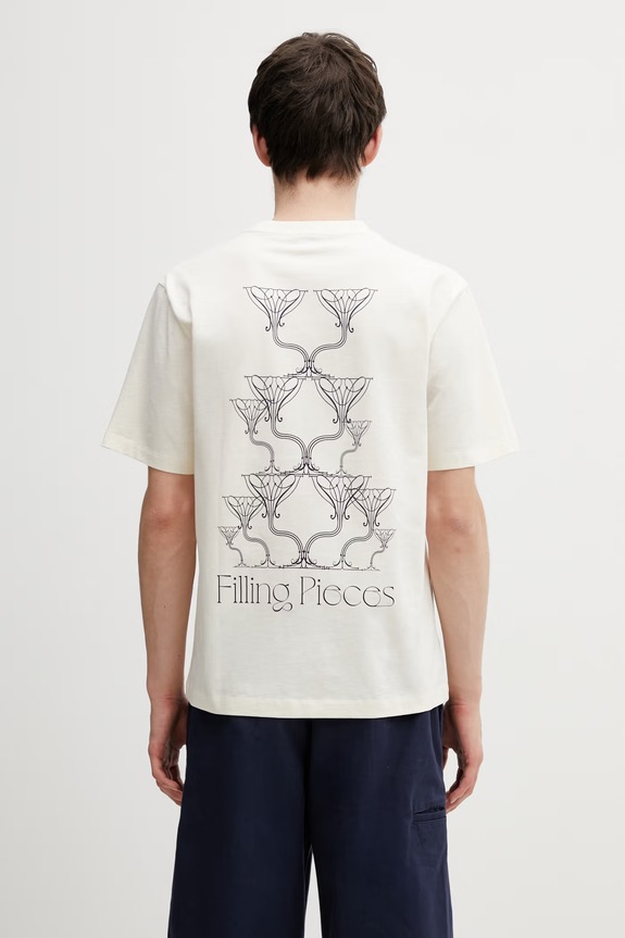 Filling Pieces Champagne T-shirt męski bawełniany nadruk beżowy 412620500288.214