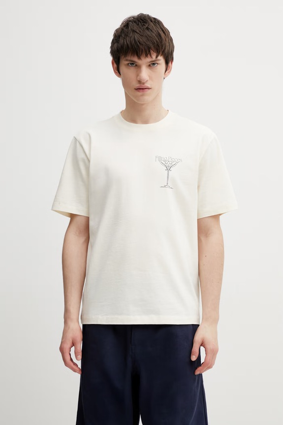 Odzież Filling Pieces Champagne T-shirt męski bawełniany 412620500288.214 beżowy