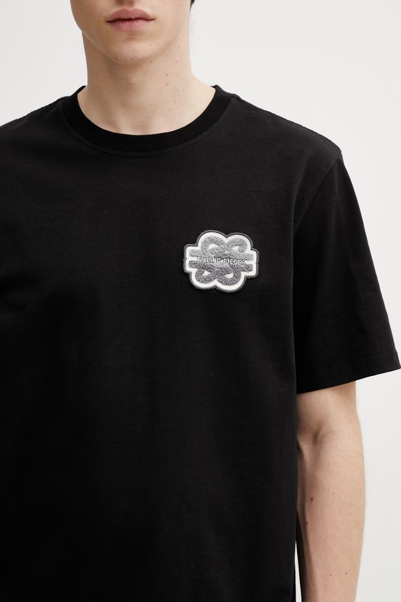 Filling Pieces Gowtu Tonal t-shirt in cotone da uomo nero 422520500167.130