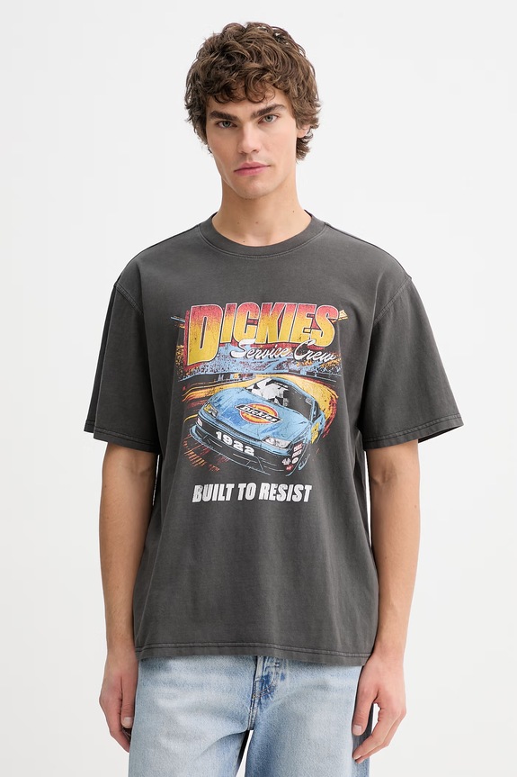 Βαμβακερό μπλουζάκι Dickies βαμβάκι γκρί DK0A89FGBLK1